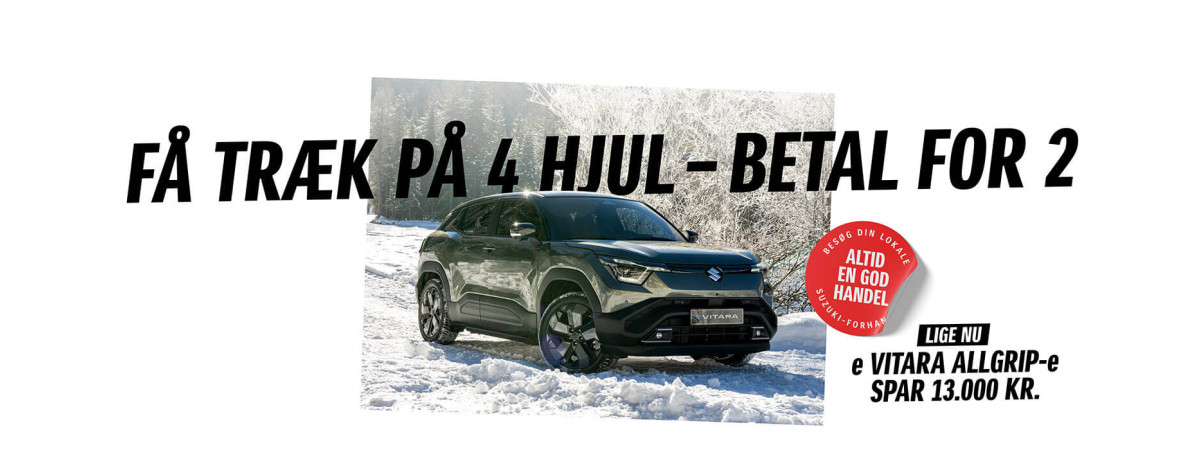 NU FÅR DU 4WD PÅ DIN NYE e VITARA, MEN BETALER KUN FOR 2WD